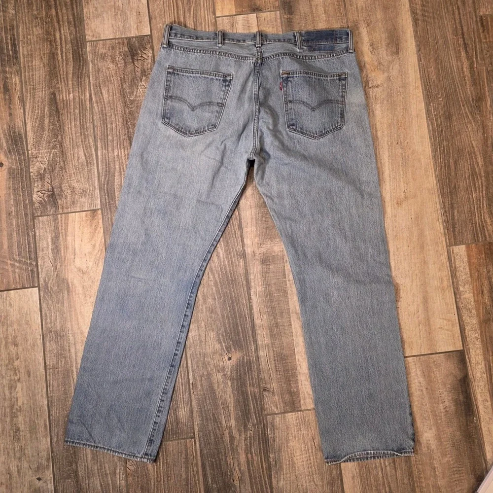 Levis 501 Mens 36x30 Light Wash Blue Denim Straight Leg Button Fly Jeans Vintage